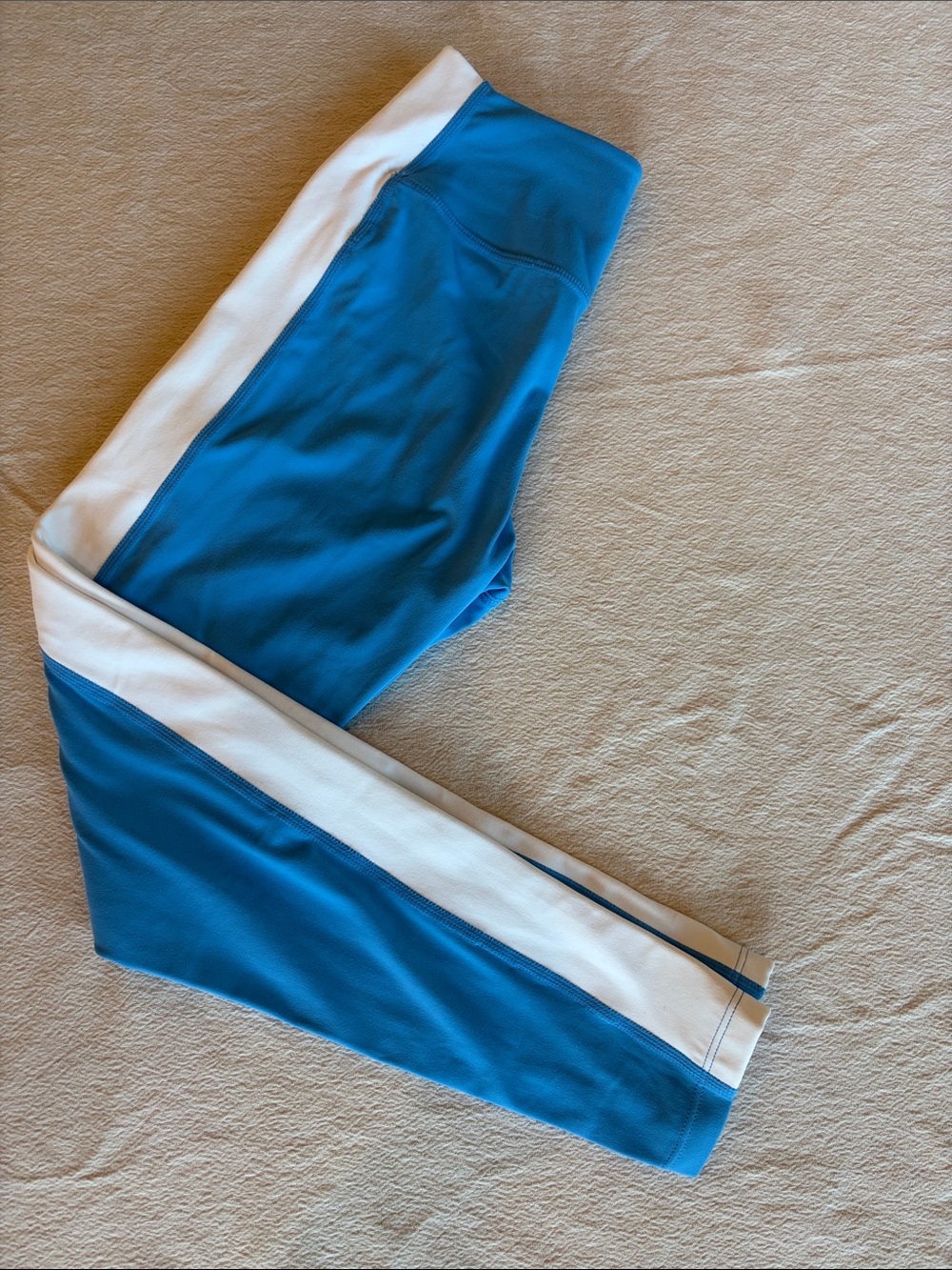 Zella Girl Blue and White Stripe Athletic Leggings
